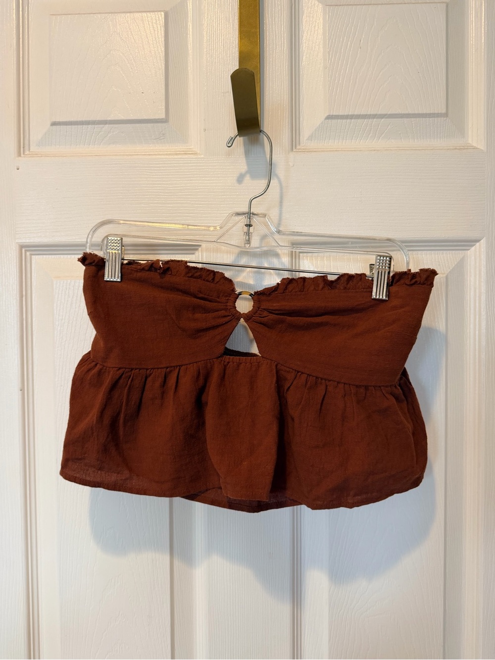 Brown Ruffled Tube Top